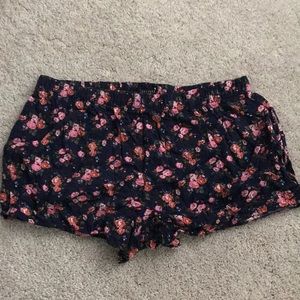 Forever 21 navy blue and pink flower flowy shorts